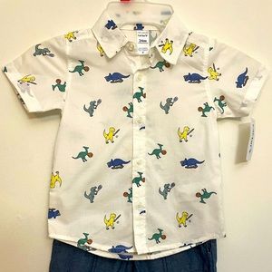Carter’s 2 piece outfit Dino print collard shirt